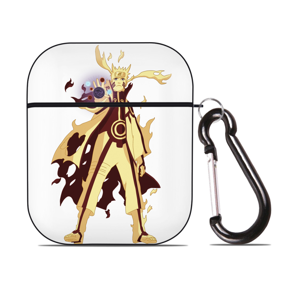 （画像用） NARUTO -ナルト- うずまき ナルト Uzumaki Naruto AirPods 第2世代保護ケース ハードシェル ブラック 耐衝撃・防指紋・カラビナ付き