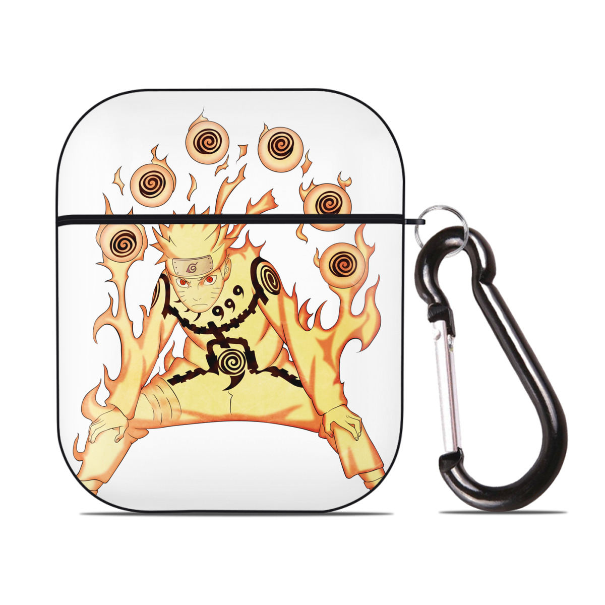 （画像用） NARUTO -ナルト- うずまき ナルト Uzumaki Naruto AirPods 第2世代保護ケース ハードシェル ブラック 耐衝撃・防指紋・カラビナ付き