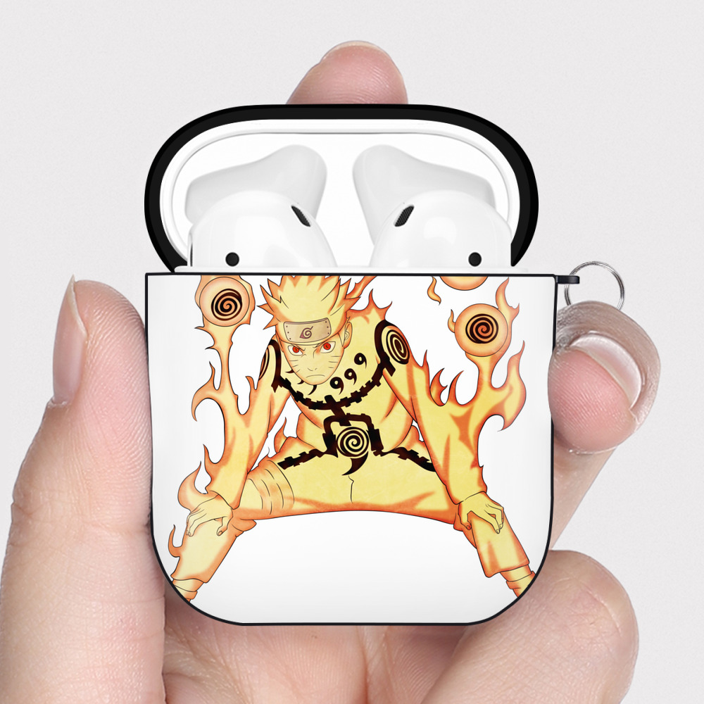 （画像用） NARUTO -ナルト- うずまき ナルト Uzumaki Naruto AirPods 第2世代保護ケース ハードシェル ブラック 耐衝撃・防指紋・カラビナ付き