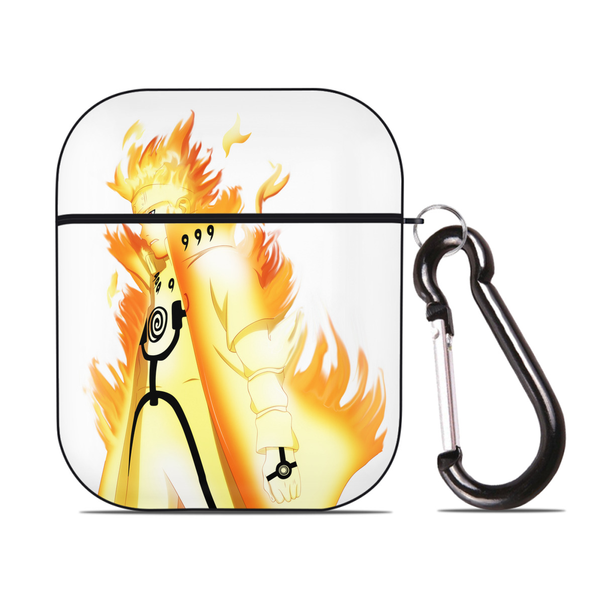 （画像用） NARUTO -ナルト- うずまき ナルト Uzumaki Naruto AirPods 第2世代保護ケース ハードシェル ブラック 耐衝撃・防指紋・カラビナ付き