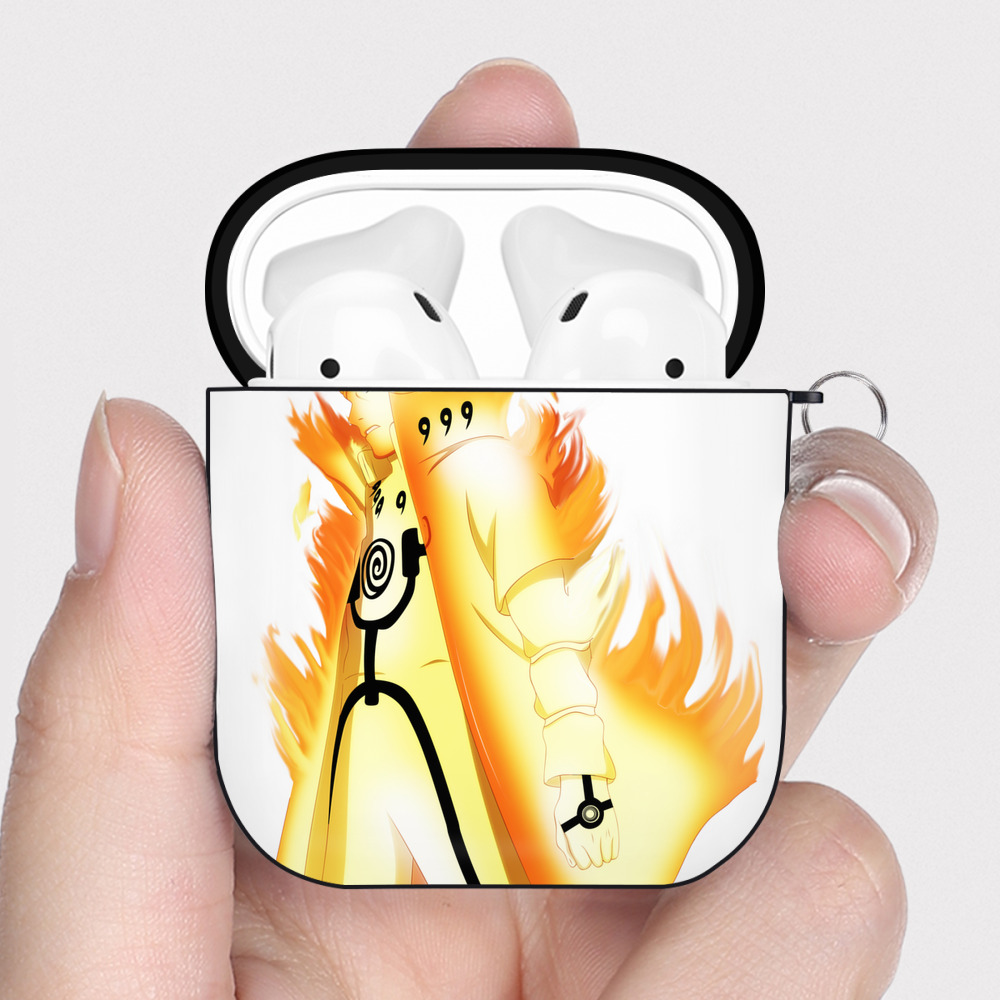 （画像用） NARUTO -ナルト- うずまき ナルト Uzumaki Naruto AirPods 第2世代保護ケース ハードシェル ブラック 耐衝撃・防指紋・カラビナ付き