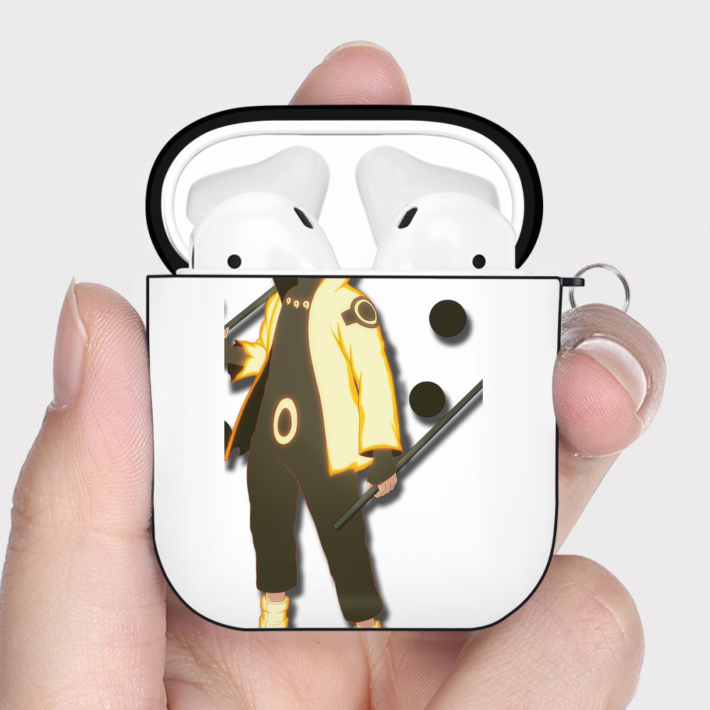 （画像用） NARUTO -ナルト- うずまき ナルト Uzumaki Naruto AirPods 第2世代保護ケース ハードシェル ブラック 耐衝撃・防指紋・カラビナ付き