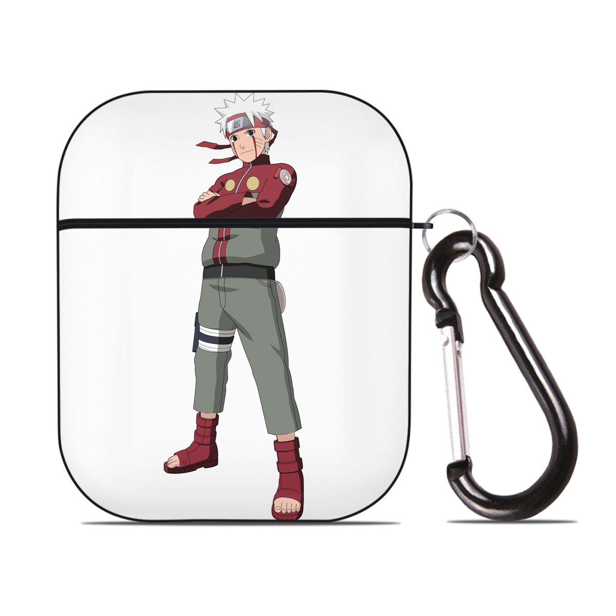 （画像用） NARUTO -ナルト- うずまき ナルト Uzumaki Naruto AirPods 第2世代保護ケース ハードシェル ブラック 耐衝撃・防指紋・カラビナ付き