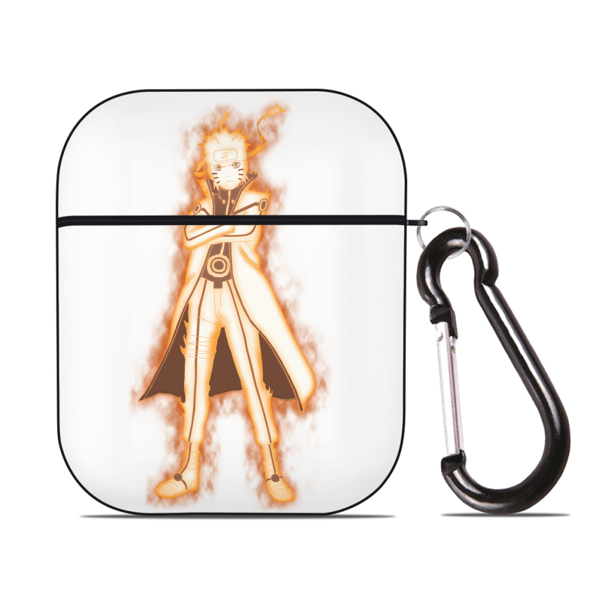 （画像用） NARUTO -ナルト- うずまき ナルト Uzumaki Naruto AirPods 第2世代保護ケース ハードシェル ブラック 耐衝撃・防指紋・カラビナ付き