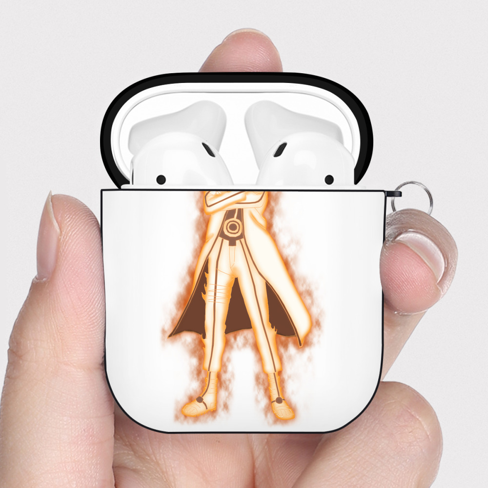 （画像用） NARUTO -ナルト- うずまき ナルト Uzumaki Naruto AirPods 第2世代保護ケース ハードシェル ブラック 耐衝撃・防指紋・カラビナ付き