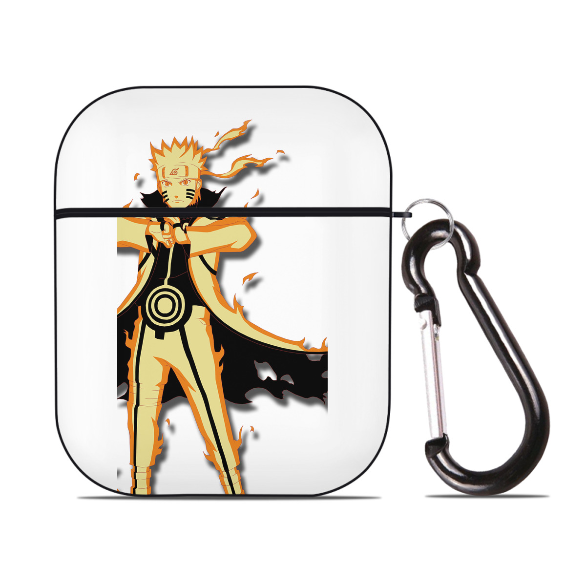 （画像用） NARUTO -ナルト- うずまき ナルト Uzumaki Naruto AirPods 第2世代保護ケース ハードシェル ブラック 耐衝撃・防指紋・カラビナ付き