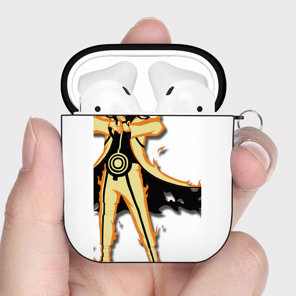 （画像用） NARUTO -ナルト- うずまき ナルト Uzumaki Naruto AirPods 第2世代保護ケース ハードシェル ブラック 耐衝撃・防指紋・カラビナ付き