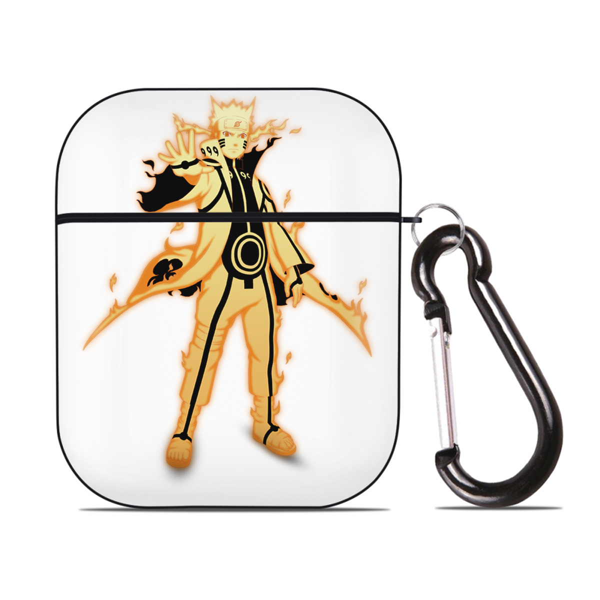 （画像用） NARUTO -ナルト- うずまき ナルト Uzumaki Naruto AirPods 第2世代保護ケース ハードシェル ブラック 耐衝撃・防指紋・カラビナ付き