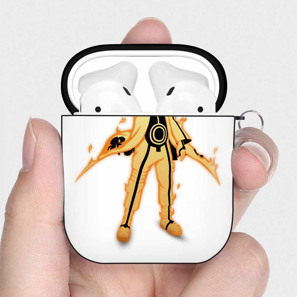 （画像用） NARUTO -ナルト- うずまき ナルト Uzumaki Naruto AirPods 第2世代保護ケース ハードシェル ブラック 耐衝撃・防指紋・カラビナ付き