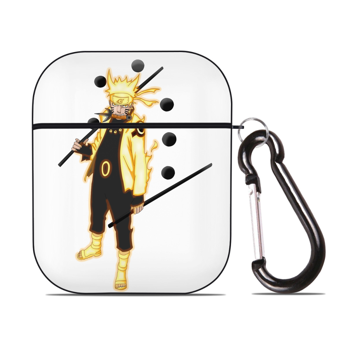 （画像用） NARUTO -ナルト- うずまき ナルト Uzumaki Naruto AirPods 第2世代保護ケース ハードシェル ブラック 耐衝撃・防指紋・カラビナ付き