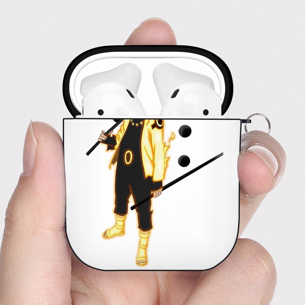 （画像用） NARUTO -ナルト- うずまき ナルト Uzumaki Naruto AirPods 第2世代保護ケース ハードシェル ブラック 耐衝撃・防指紋・カラビナ付き