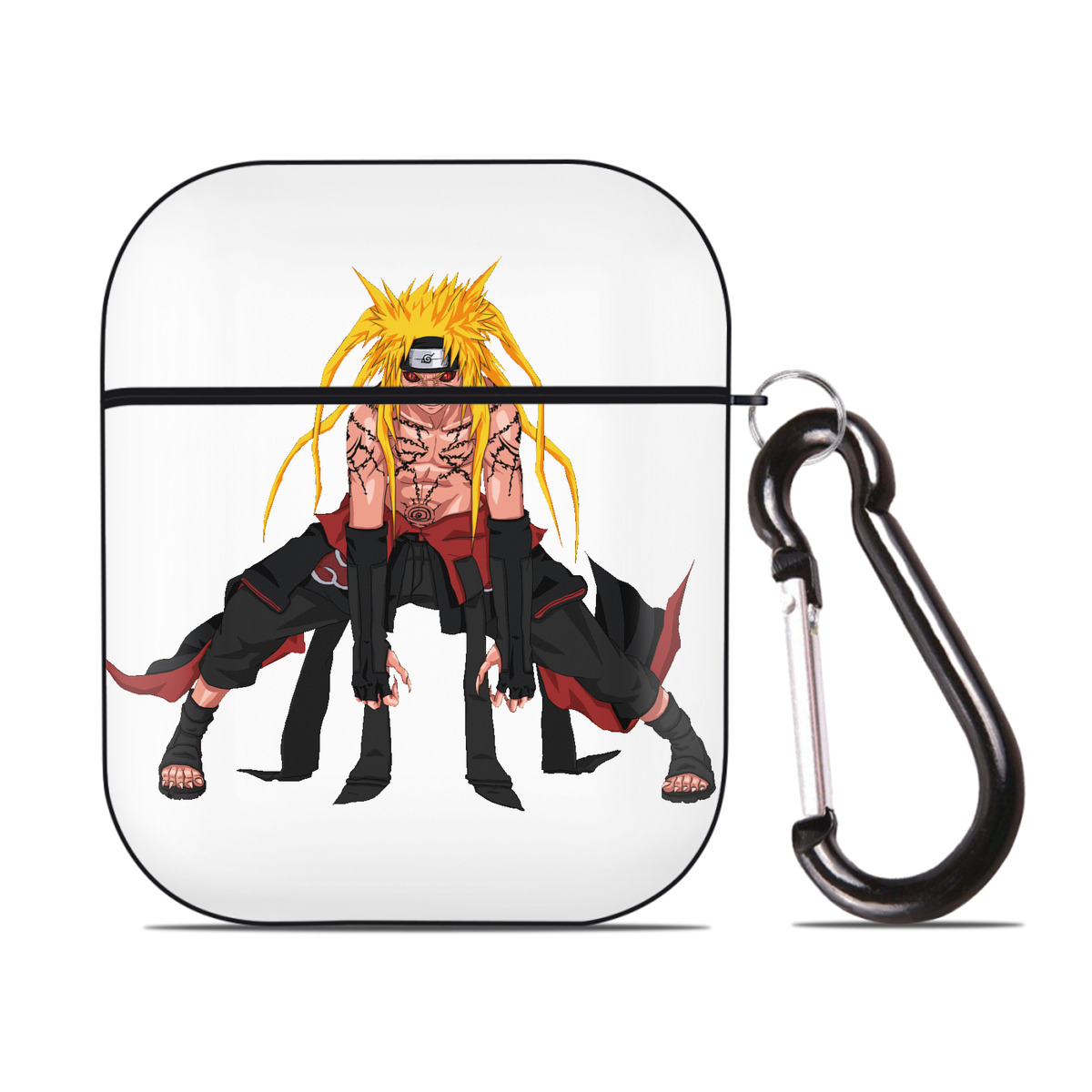 （画像用） NARUTO -ナルト- うずまき ナルト Uzumaki Naruto AirPods 第2世代保護ケース ハードシェル ブラック 耐衝撃・防指紋・カラビナ付き