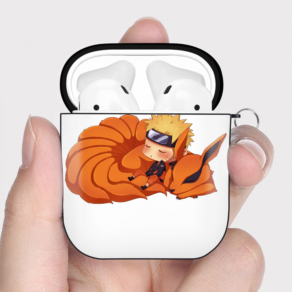 （画像用） NARUTO -ナルト- うずまき ナルト Uzumaki Naruto AirPods 第2世代保護ケース ハードシェル ブラック 耐衝撃・防指紋・カラビナ付き