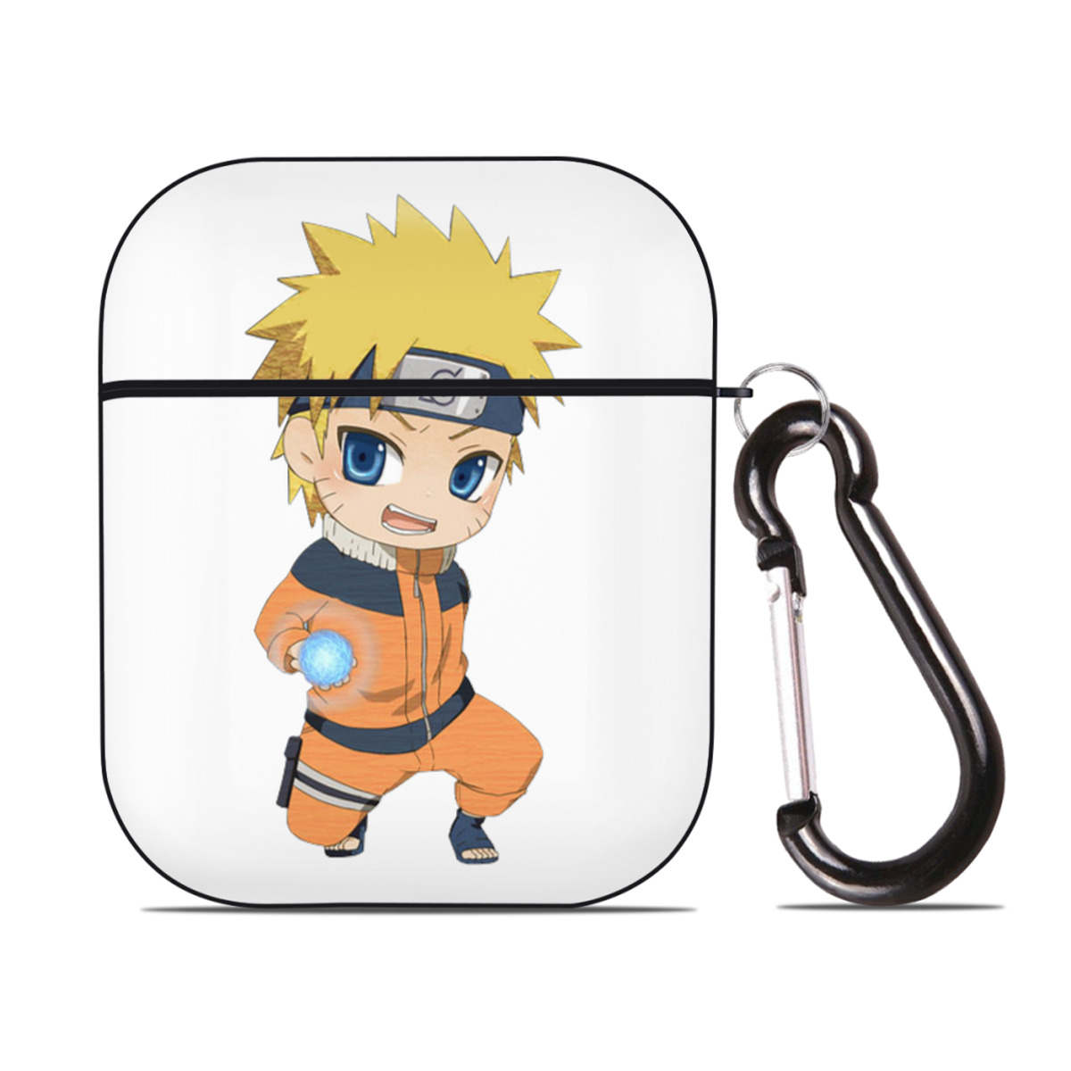 （画像用） NARUTO -ナルト- うずまき ナルト Uzumaki Naruto AirPods 第2世代保護ケース ハードシェル ブラック 耐衝撃・防指紋・カラビナ付き