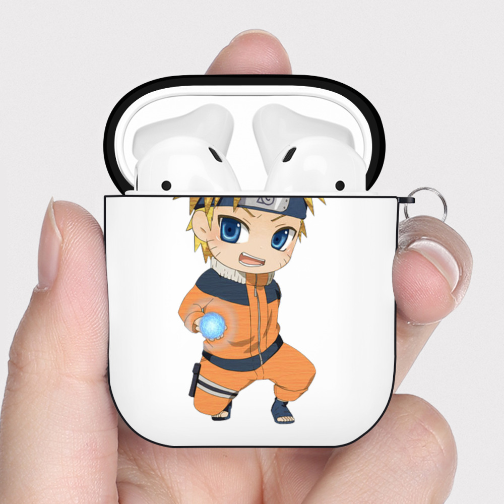 （画像用） NARUTO -ナルト- うずまき ナルト Uzumaki Naruto AirPods 第2世代保護ケース ハードシェル ブラック 耐衝撃・防指紋・カラビナ付き