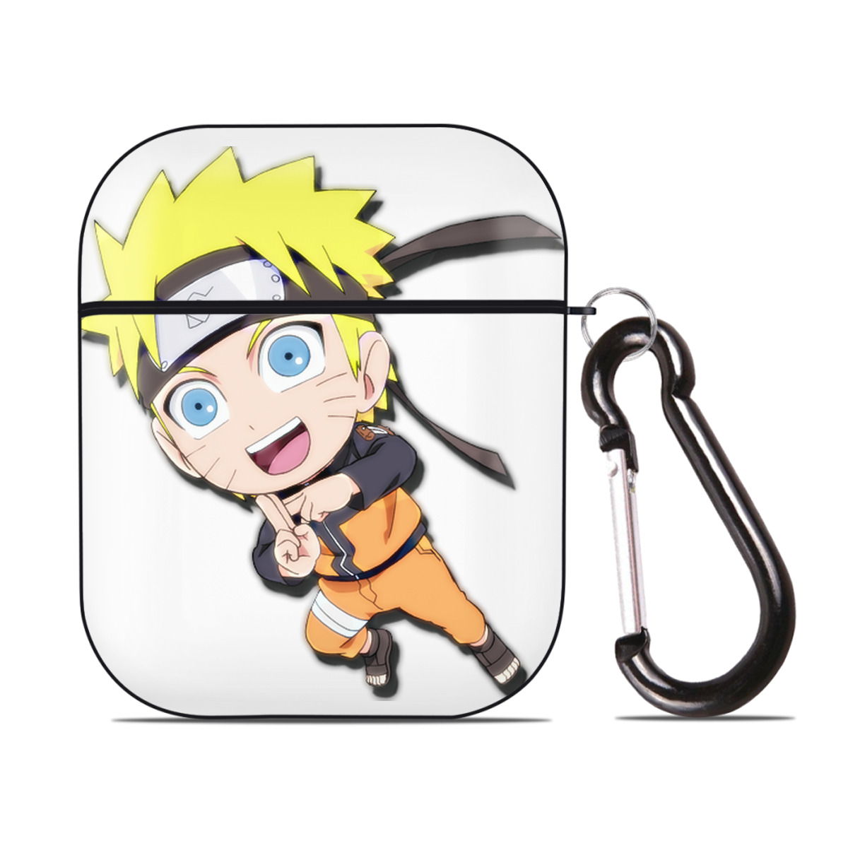 （画像用） NARUTO -ナルト- うずまき ナルト Uzumaki Naruto AirPods 第2世代保護ケース ハードシェル ブラック 耐衝撃・防指紋・カラビナ付き