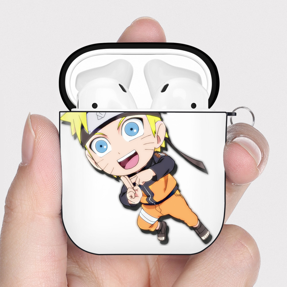 （画像用） NARUTO -ナルト- うずまき ナルト Uzumaki Naruto AirPods 第2世代保護ケース ハードシェル ブラック 耐衝撃・防指紋・カラビナ付き