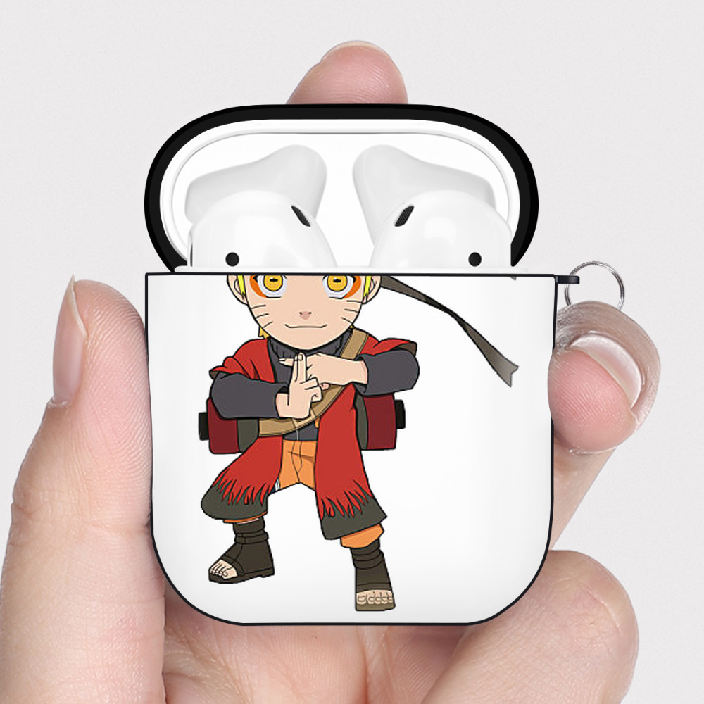 （画像用） NARUTO -ナルト- うずまき ナルト Uzumaki Naruto AirPods 第2世代保護ケース ハードシェル ブラック 耐衝撃・防指紋・カラビナ付き
