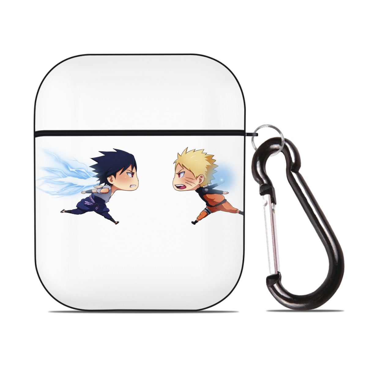 （画像用） NARUTO -ナルト- うずまき ナルト Uzumaki Naruto AirPods 第2世代保護ケース ハードシェル ブラック 耐衝撃・防指紋・カラビナ付き