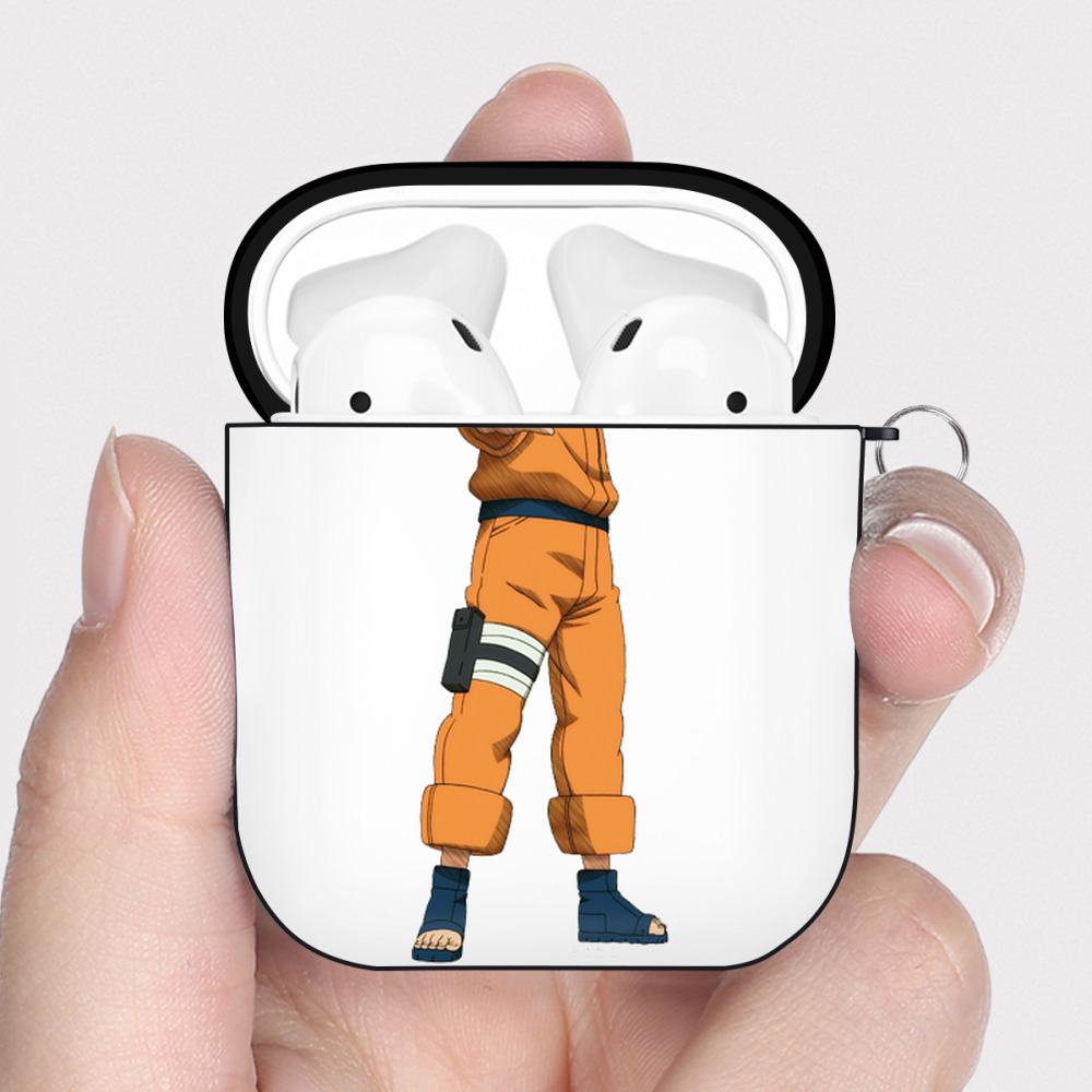 （画像用） NARUTO -ナルト- うずまき ナルト Uzumaki Naruto AirPods 第2世代保護ケース ハードシェル ブラック 耐衝撃・防指紋・カラビナ付き