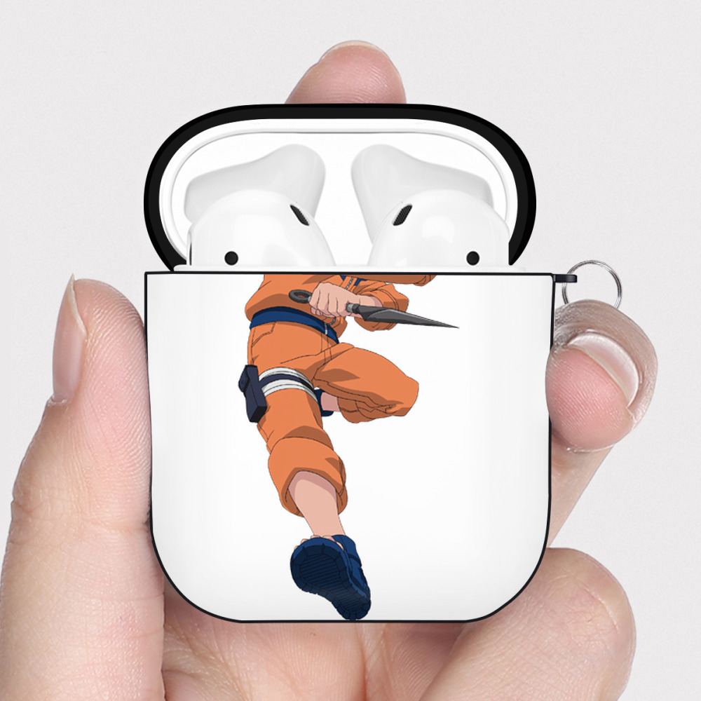 （画像用） NARUTO -ナルト- うずまき ナルト Uzumaki Naruto AirPods 第2世代保護ケース ハードシェル ブラック 耐衝撃・防指紋・カラビナ付き