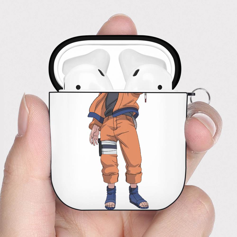 （画像用） NARUTO -ナルト- うずまき ナルト Uzumaki Naruto AirPods 第2世代保護ケース ハードシェル ブラック 耐衝撃・防指紋・カラビナ付き