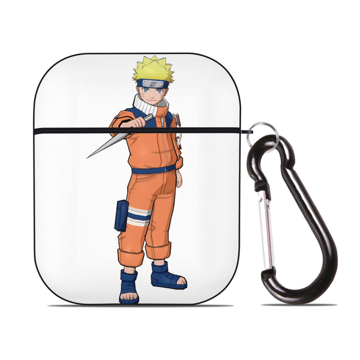 （画像用） NARUTO -ナルト- うずまき ナルト Uzumaki Naruto AirPods 第2世代保護ケース ハードシェル ブラック 耐衝撃・防指紋・カラビナ付き