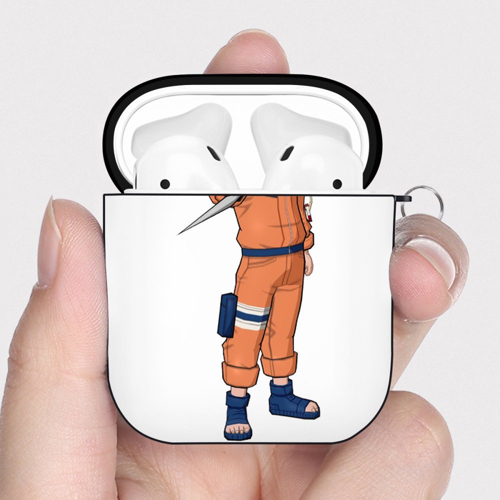 （画像用） NARUTO -ナルト- うずまき ナルト Uzumaki Naruto AirPods 第2世代保護ケース ハードシェル ブラック 耐衝撃・防指紋・カラビナ付き