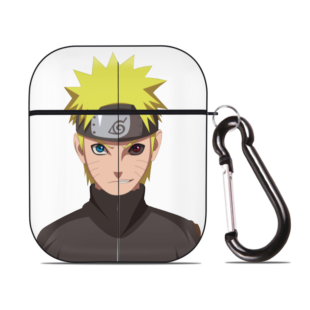 （画像用） NARUTO -ナルト- うずまき ナルト Uzumaki Naruto AirPods 第2世代保護ケース ハードシェル ブラック 耐衝撃・防指紋・カラビナ付き