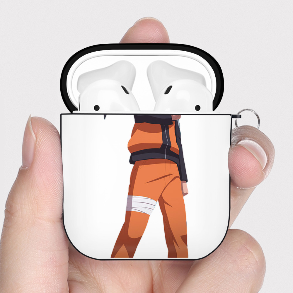 （画像用） NARUTO -ナルト- うずまき ナルト Uzumaki Naruto AirPods 第2世代保護ケース ハードシェル ブラック 耐衝撃・防指紋・カラビナ付き
