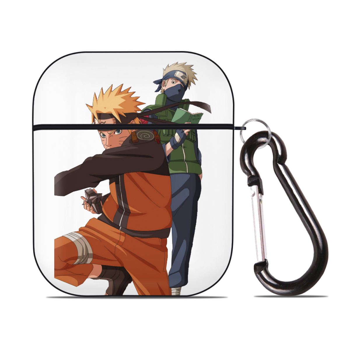 （画像用） NARUTO -ナルト- うずまき ナルト Uzumaki Naruto AirPods 第2世代保護ケース ハードシェル ブラック 耐衝撃・防指紋・カラビナ付き