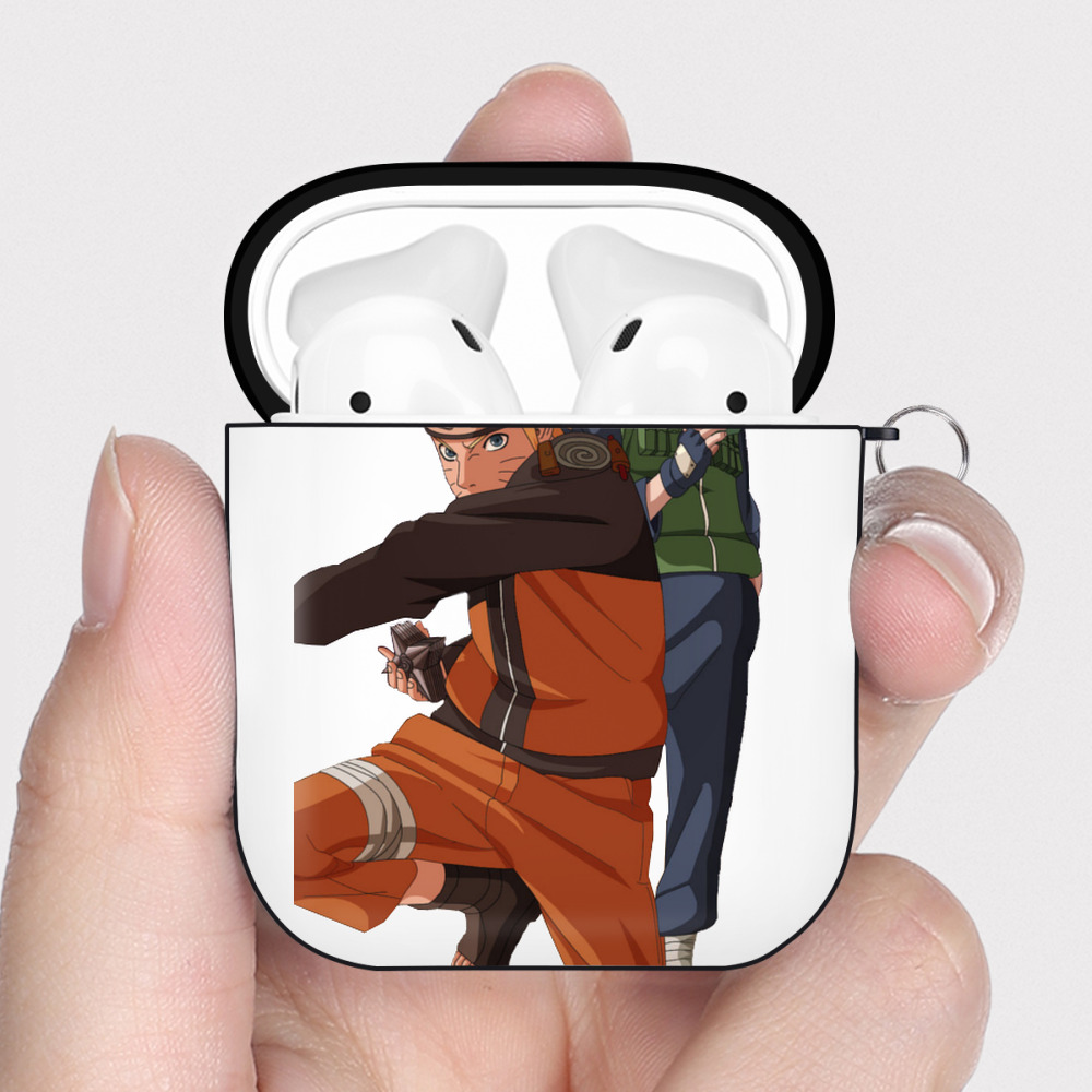 （画像用） NARUTO -ナルト- うずまき ナルト Uzumaki Naruto AirPods 第2世代保護ケース ハードシェル ブラック 耐衝撃・防指紋・カラビナ付き