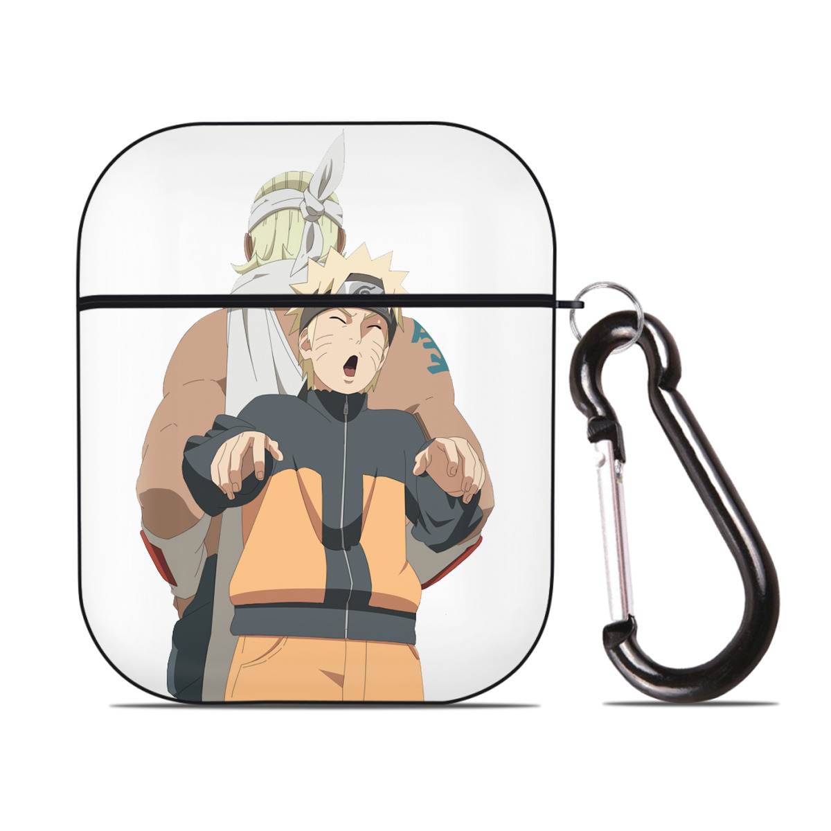 （画像用） NARUTO -ナルト- うずまき ナルト Uzumaki Naruto AirPods 第2世代保護ケース ハードシェル ブラック 耐衝撃・防指紋・カラビナ付き