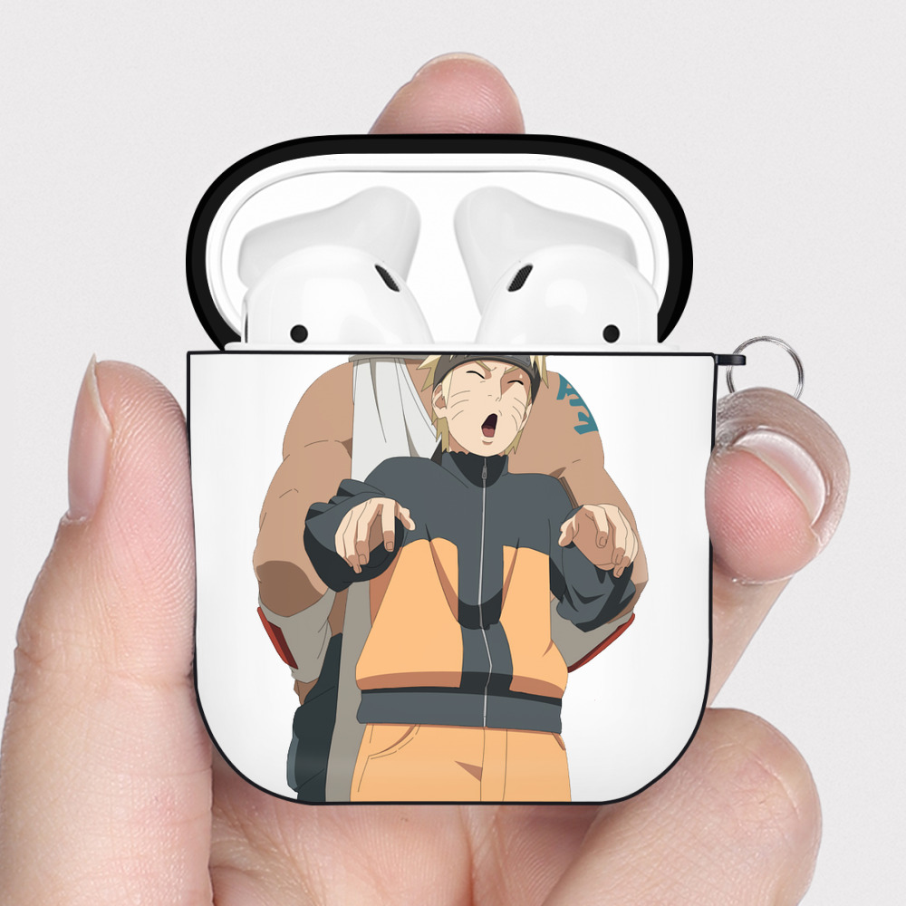 （画像用） NARUTO -ナルト- うずまき ナルト Uzumaki Naruto AirPods 第2世代保護ケース ハードシェル ブラック 耐衝撃・防指紋・カラビナ付き