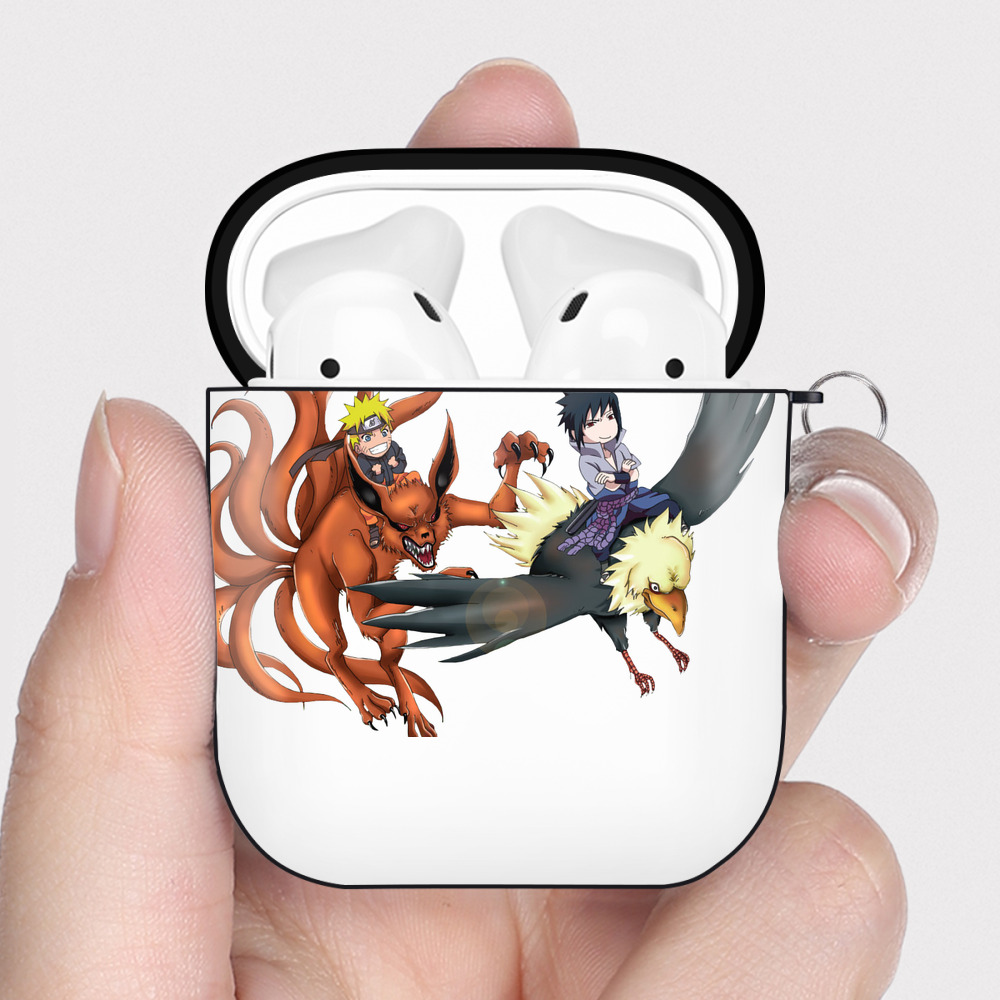 （画像用） NARUTO -ナルト- うずまき ナルト Uzumaki Naruto AirPods 第2世代保護ケース ハードシェル ブラック 耐衝撃・防指紋・カラビナ付き