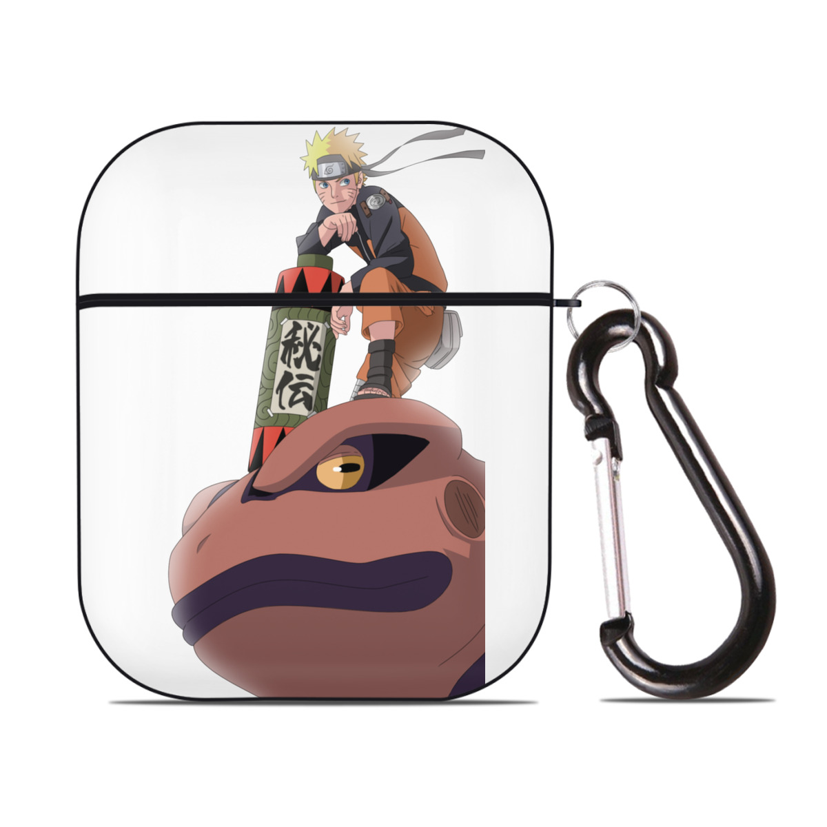 （画像用） NARUTO -ナルト- うずまき ナルト Uzumaki Naruto AirPods 第2世代保護ケース ハードシェル ブラック 耐衝撃・防指紋・カラビナ付き