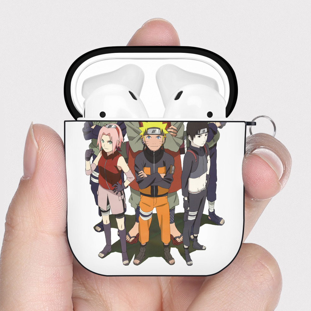 （画像用） NARUTO -ナルト- うずまき ナルト Uzumaki Naruto AirPods 第2世代保護ケース ハードシェル ブラック 耐衝撃・防指紋・カラビナ付き