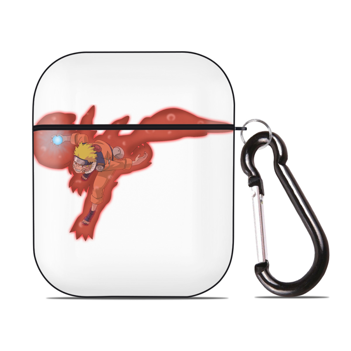 （画像用） NARUTO -ナルト- うずまき ナルト Uzumaki Naruto AirPods 第2世代保護ケース ハードシェル ブラック 耐衝撃・防指紋・カラビナ付き