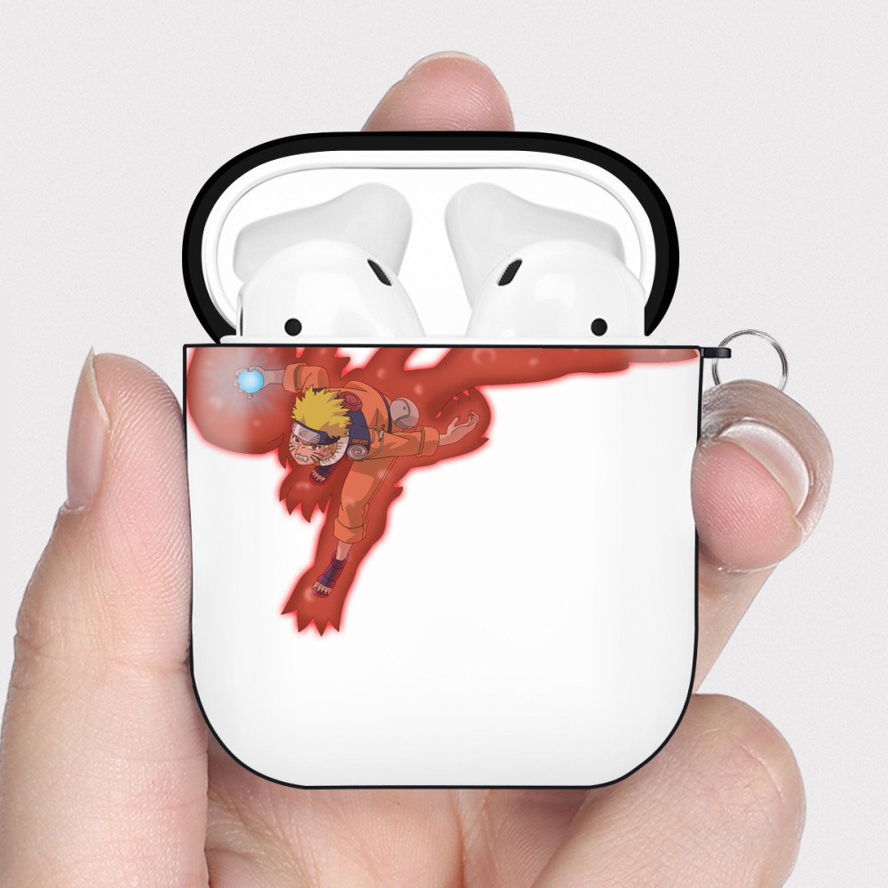 （画像用） NARUTO -ナルト- うずまき ナルト Uzumaki Naruto AirPods 第2世代保護ケース ハードシェル ブラック 耐衝撃・防指紋・カラビナ付き
