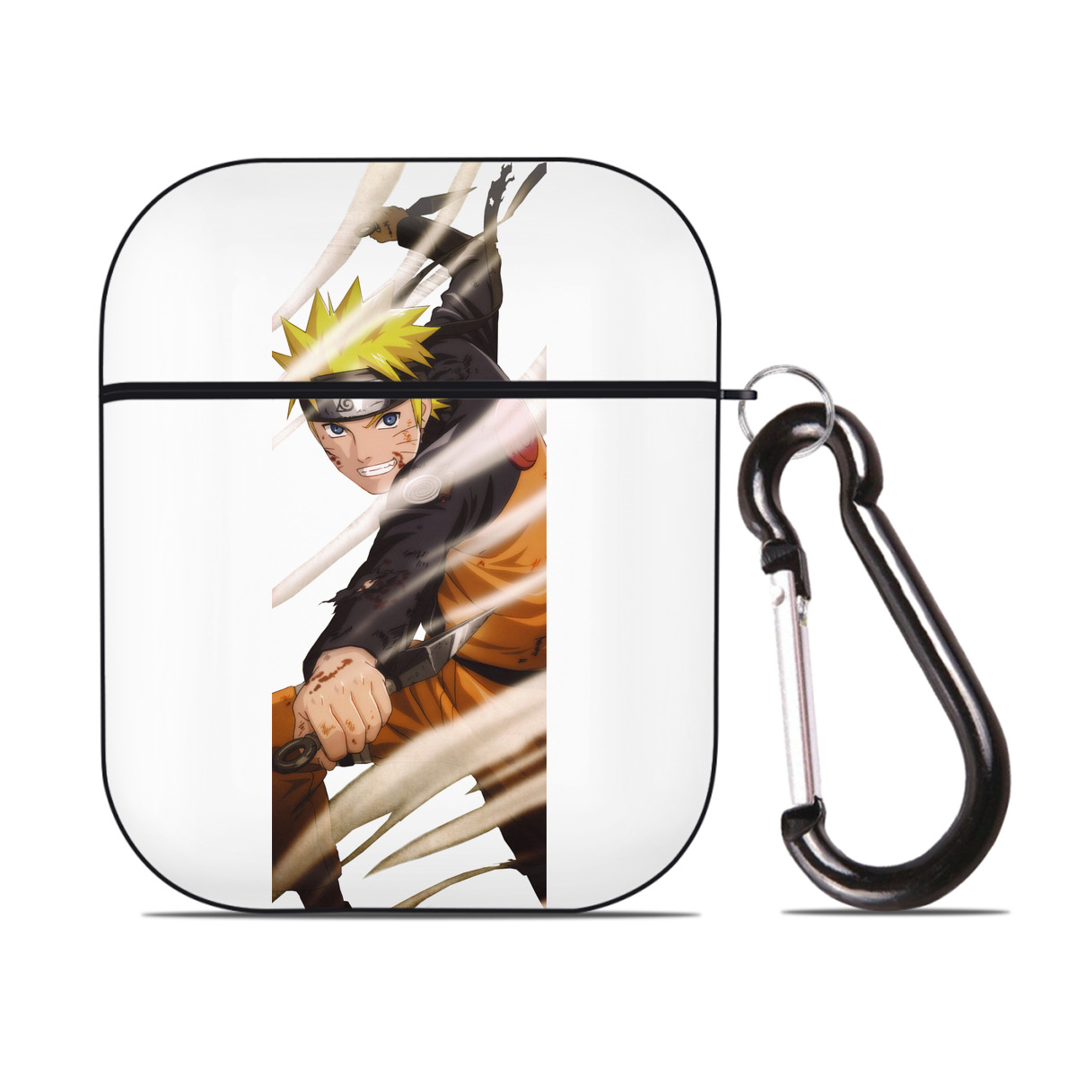 （画像用） NARUTO -ナルト- うずまき ナルト Uzumaki Naruto AirPods 第2世代保護ケース ハードシェル ブラック 耐衝撃・防指紋・カラビナ付き