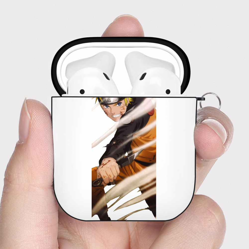 （画像用） NARUTO -ナルト- うずまき ナルト Uzumaki Naruto AirPods 第2世代保護ケース ハードシェル ブラック 耐衝撃・防指紋・カラビナ付き