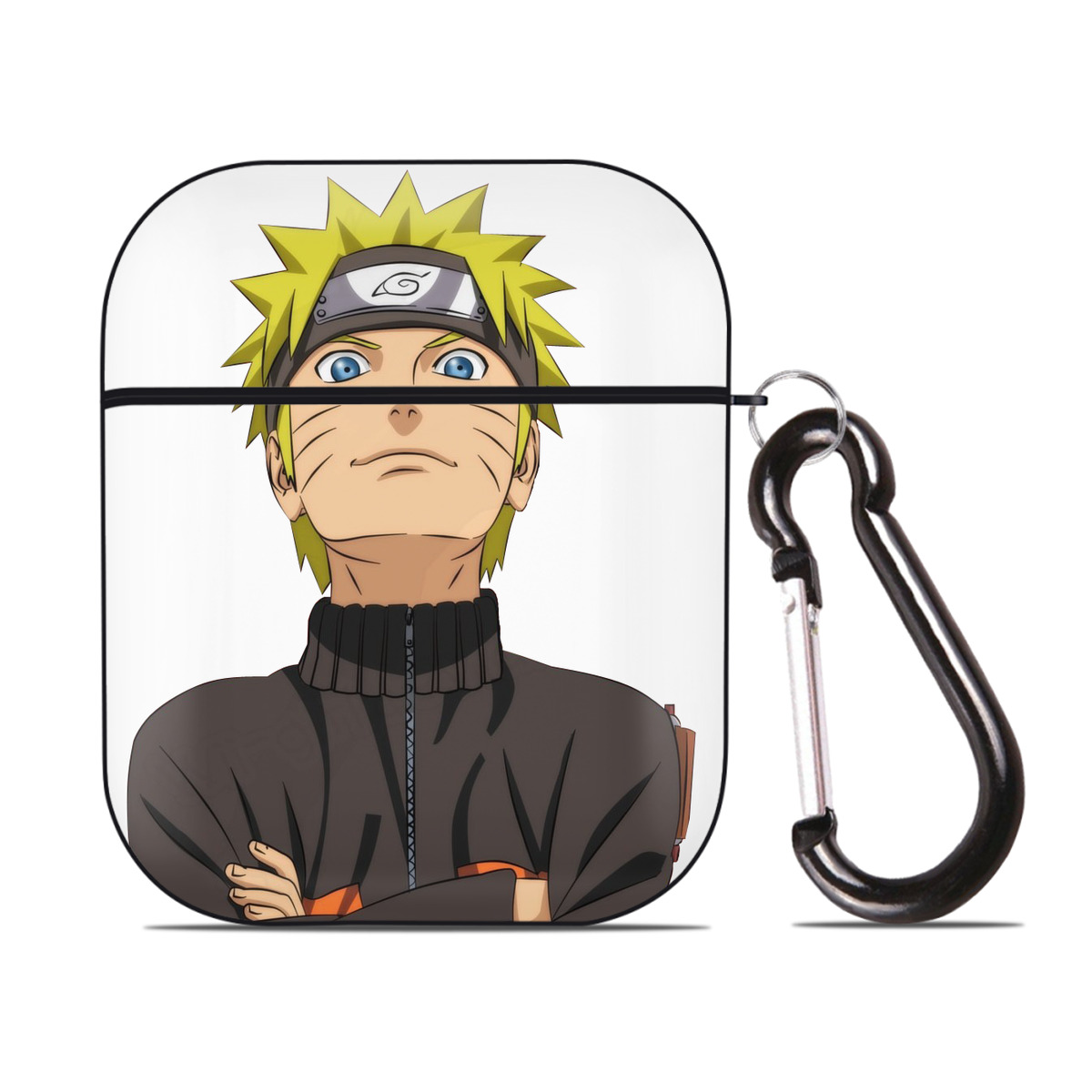 （画像用） NARUTO -ナルト- うずまき ナルト Uzumaki Naruto AirPods 第2世代保護ケース ハードシェル ブラック 耐衝撃・防指紋・カラビナ付き