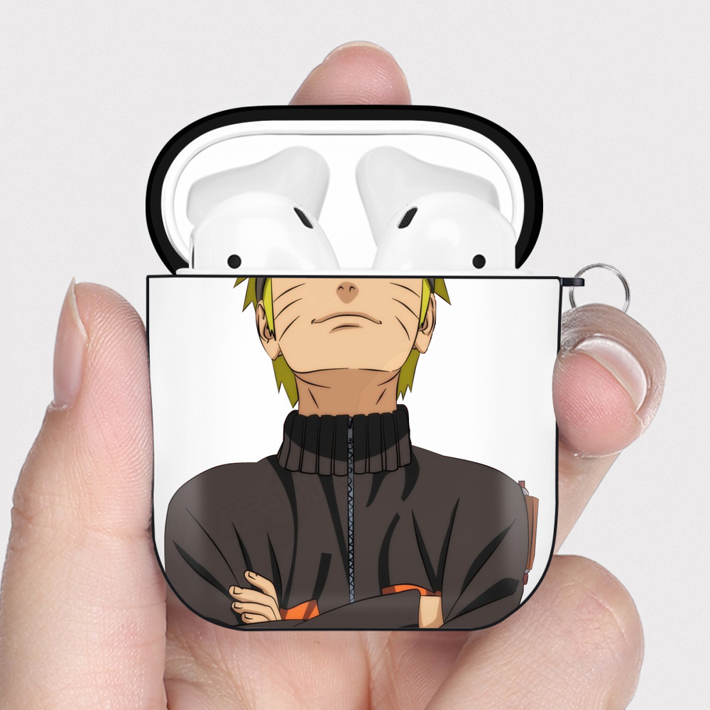 （画像用） NARUTO -ナルト- うずまき ナルト Uzumaki Naruto AirPods 第2世代保護ケース ハードシェル ブラック 耐衝撃・防指紋・カラビナ付き