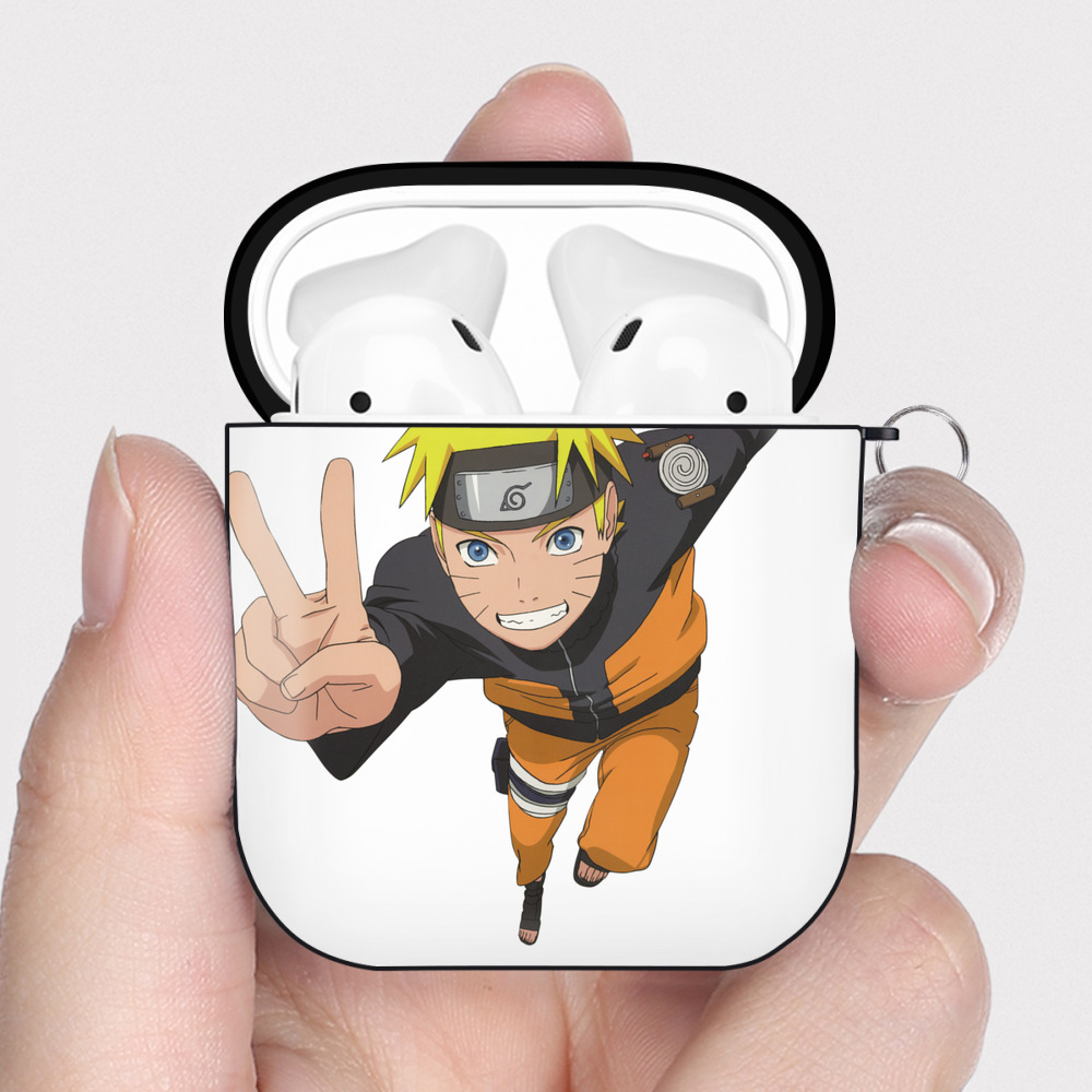 （画像用） NARUTO -ナルト- うずまき ナルト Uzumaki Naruto AirPods 第2世代保護ケース ハードシェル ブラック 耐衝撃・防指紋・カラビナ付き