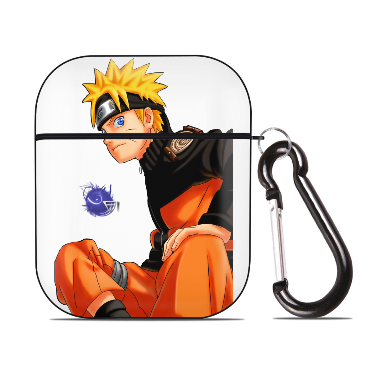 （画像用） NARUTO -ナルト- うずまき ナルト Uzumaki Naruto AirPods 第2世代保護ケース ハードシェル ブラック 耐衝撃・防指紋・カラビナ付き