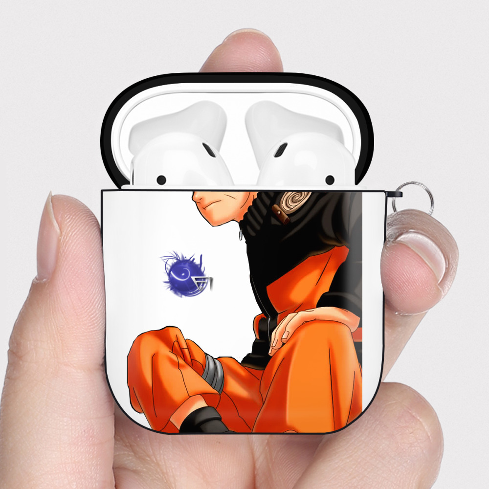 （画像用） NARUTO -ナルト- うずまき ナルト Uzumaki Naruto AirPods 第2世代保護ケース ハードシェル ブラック 耐衝撃・防指紋・カラビナ付き