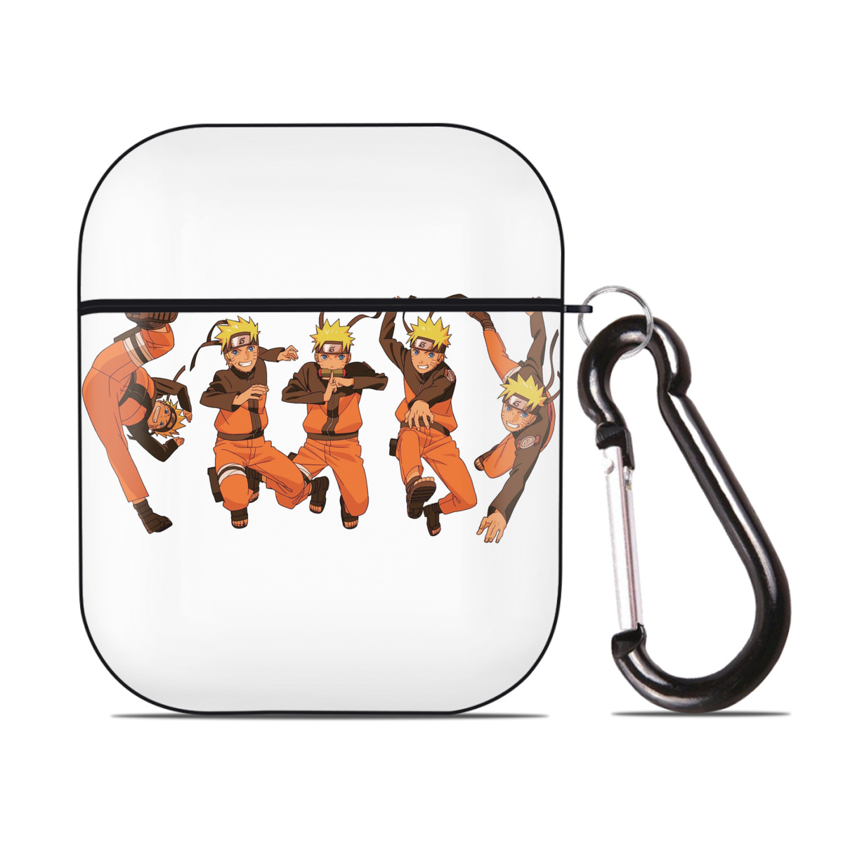 （画像用） NARUTO -ナルト- うずまき ナルト Uzumaki Naruto AirPods 第2世代保護ケース ハードシェル ブラック 耐衝撃・防指紋・カラビナ付き
