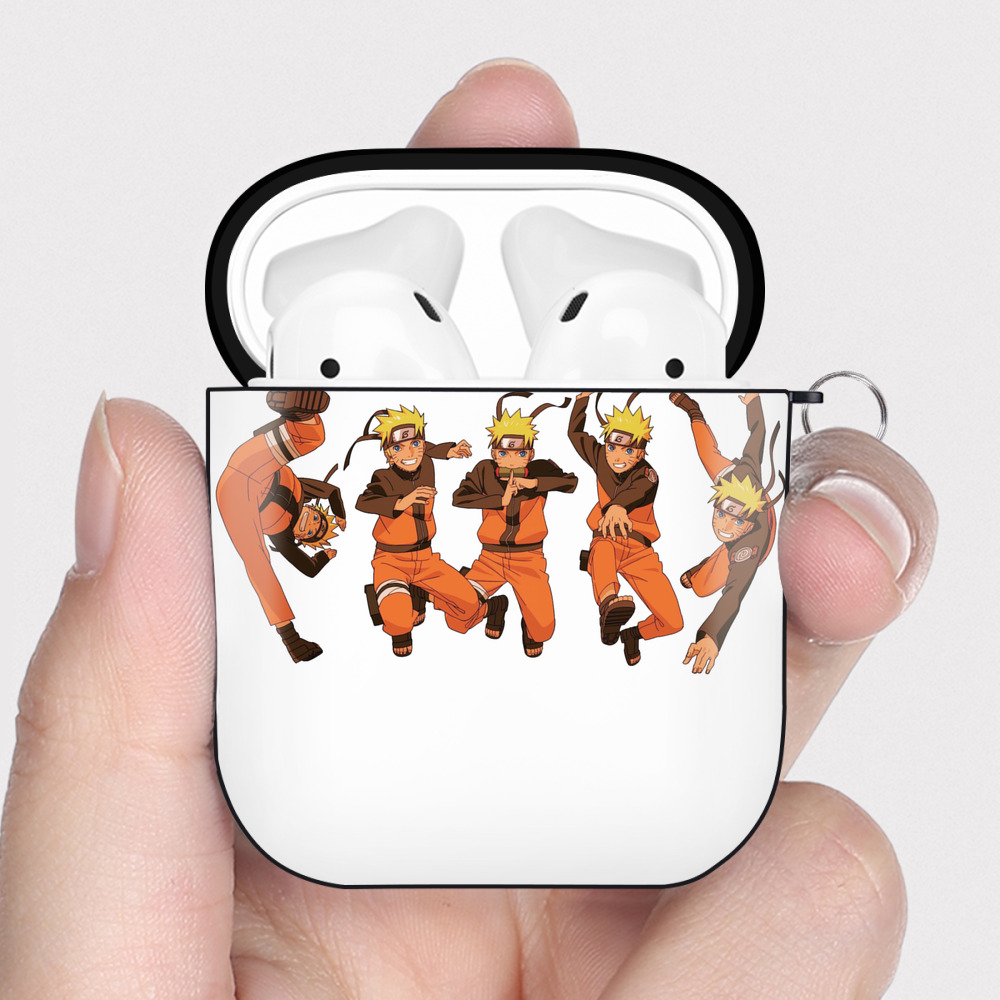 （画像用） NARUTO -ナルト- うずまき ナルト Uzumaki Naruto AirPods 第2世代保護ケース ハードシェル ブラック 耐衝撃・防指紋・カラビナ付き