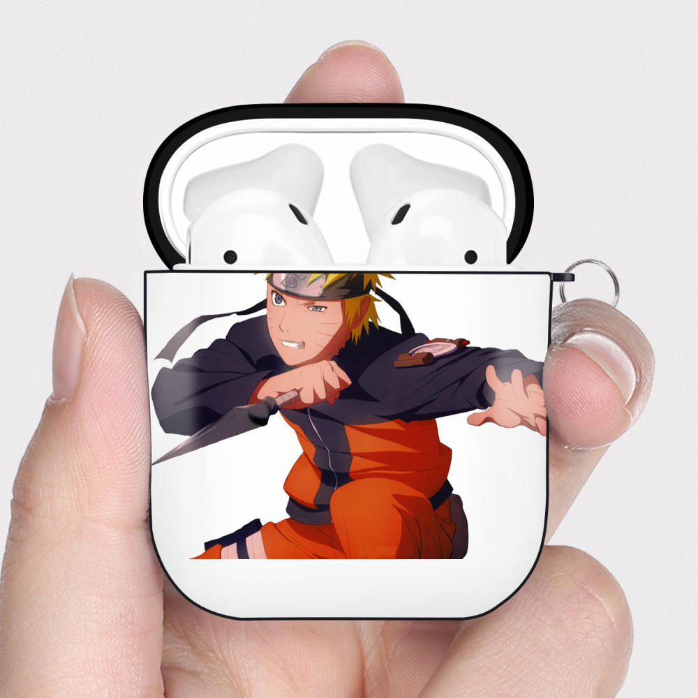 （画像用） NARUTO -ナルト- うずまき ナルト Uzumaki Naruto AirPods 第2世代保護ケース ハードシェル ブラック 耐衝撃・防指紋・カラビナ付き