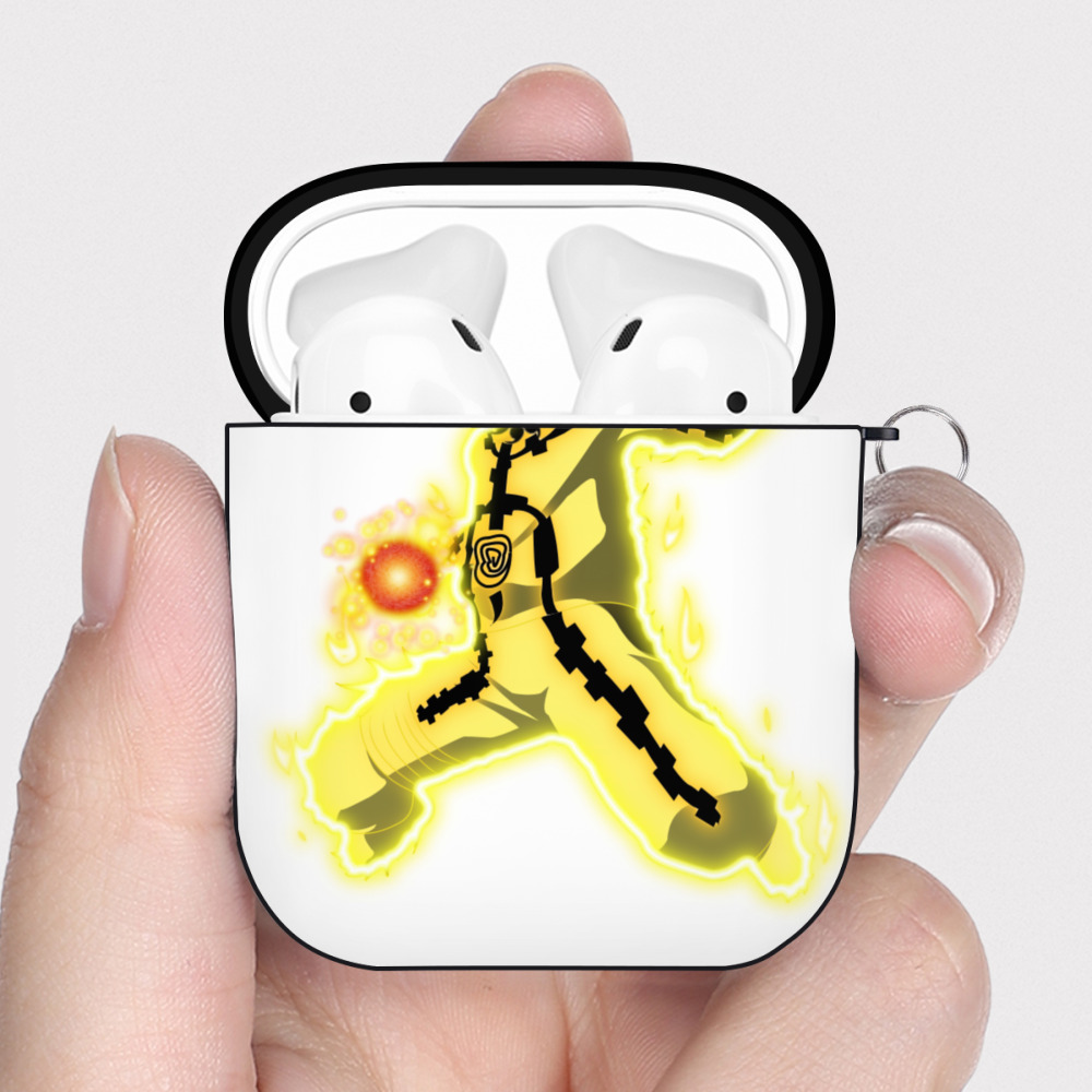 （画像用） NARUTO -ナルト- うずまき ナルト Uzumaki Naruto AirPods 第2世代保護ケース ハードシェル ブラック 耐衝撃・防指紋・カラビナ付き